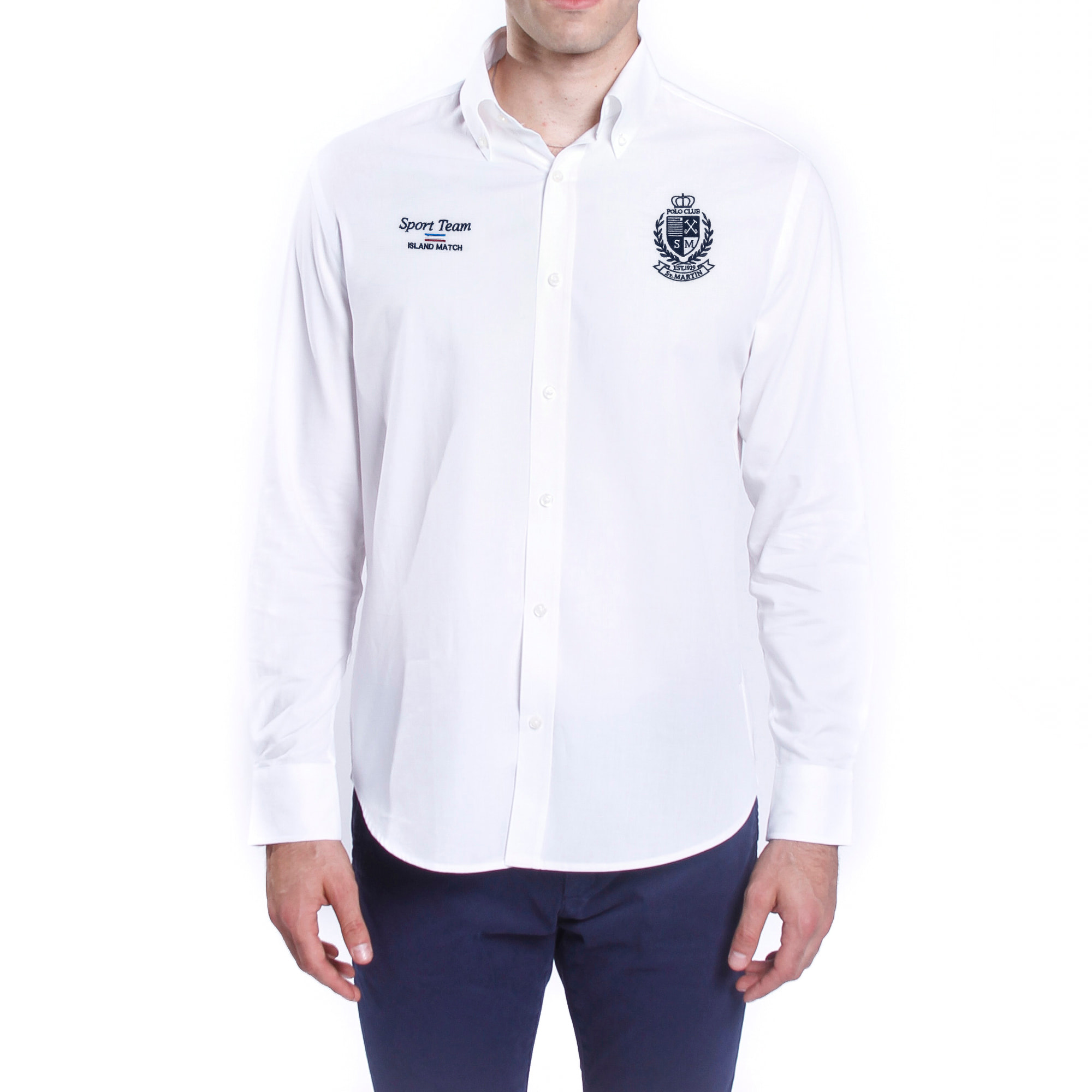 Camicia oxford con ricamo alloro e numero davanti