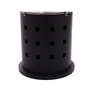 Estufa de etanol en acero negro con puerta corredera de cristal templado BESTFIRE DESIGN PURLINE