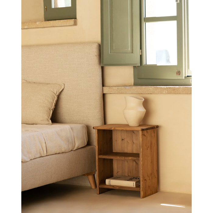 Table de chevet en bois massif en ton chêne foncé de 50x42cm Hauteur: 50 Longueur: 42 Largeur: 27