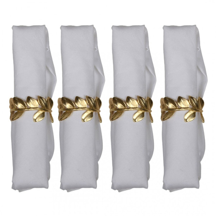 LOT DE 4 RONDS DE SERVIETTES FEUILLES