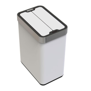 Cubo de Basura color blanco en acero inoxidable con apertura de alas y sensor automático