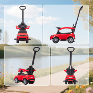 Coche Correpasillos 2 en 1 para Niños de 18-36 Meses LAND ROVER DISCOVERY, Correpasillos con Espacio de Almacenaje, Bocina, Volante, Mango de Empuje y Barandilla Extraíbles, Rojo