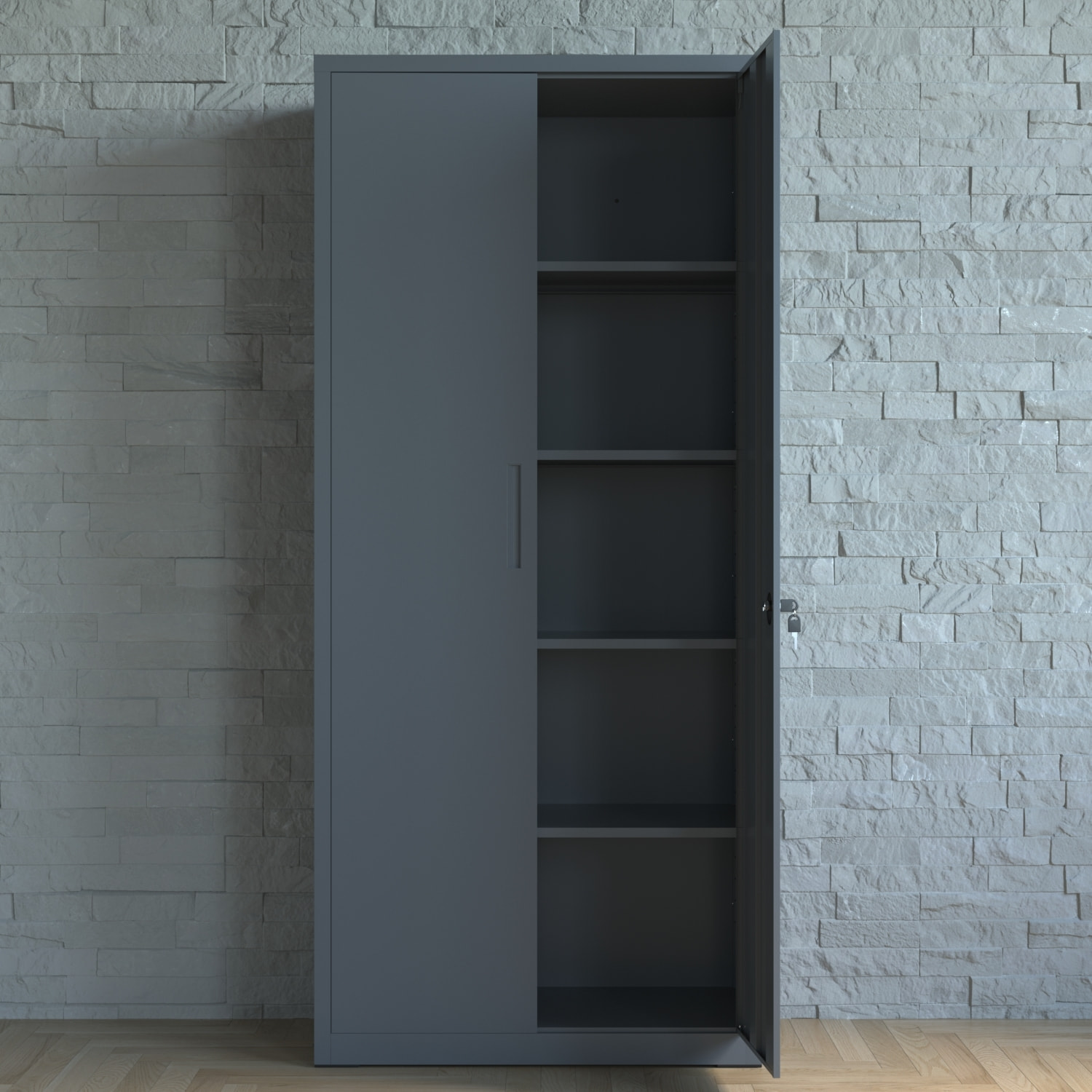 Armadio Armadietto In Metallo Multiuso Doppia Anta 5 Ripiani Regolabili Chiusura Con Doppia Chiave Mobiletto Documenti Ufficio 180x80x40 Cm Nero