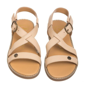 Sandalia básica color beige confeccionada en piel de primera calidad