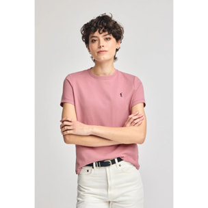 Maglietta rosa cipria a girocollo e ricamo Rigby Go