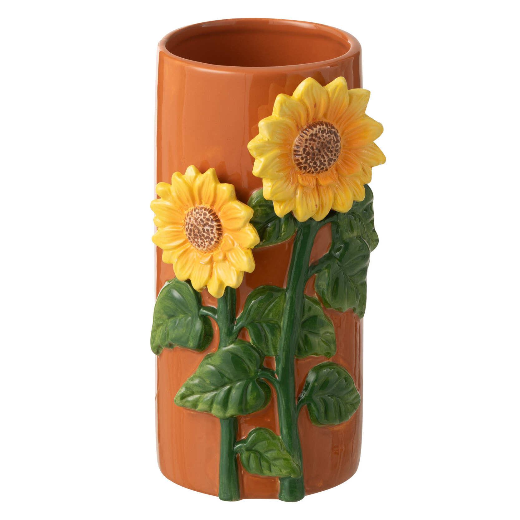 J-Line Vase Tournesol - céramique - jaune/marron - small