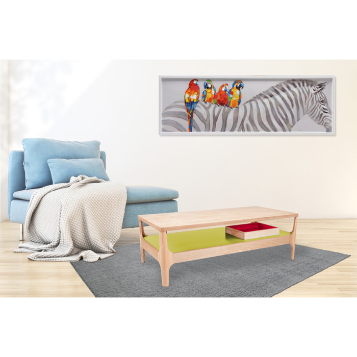 Tavolino da caffè Addison II in frassino con ripiano verde 120x60 cm