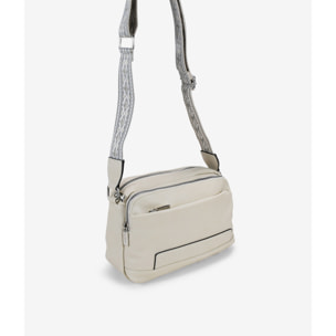 Bolso bandolera beige con asa étnica