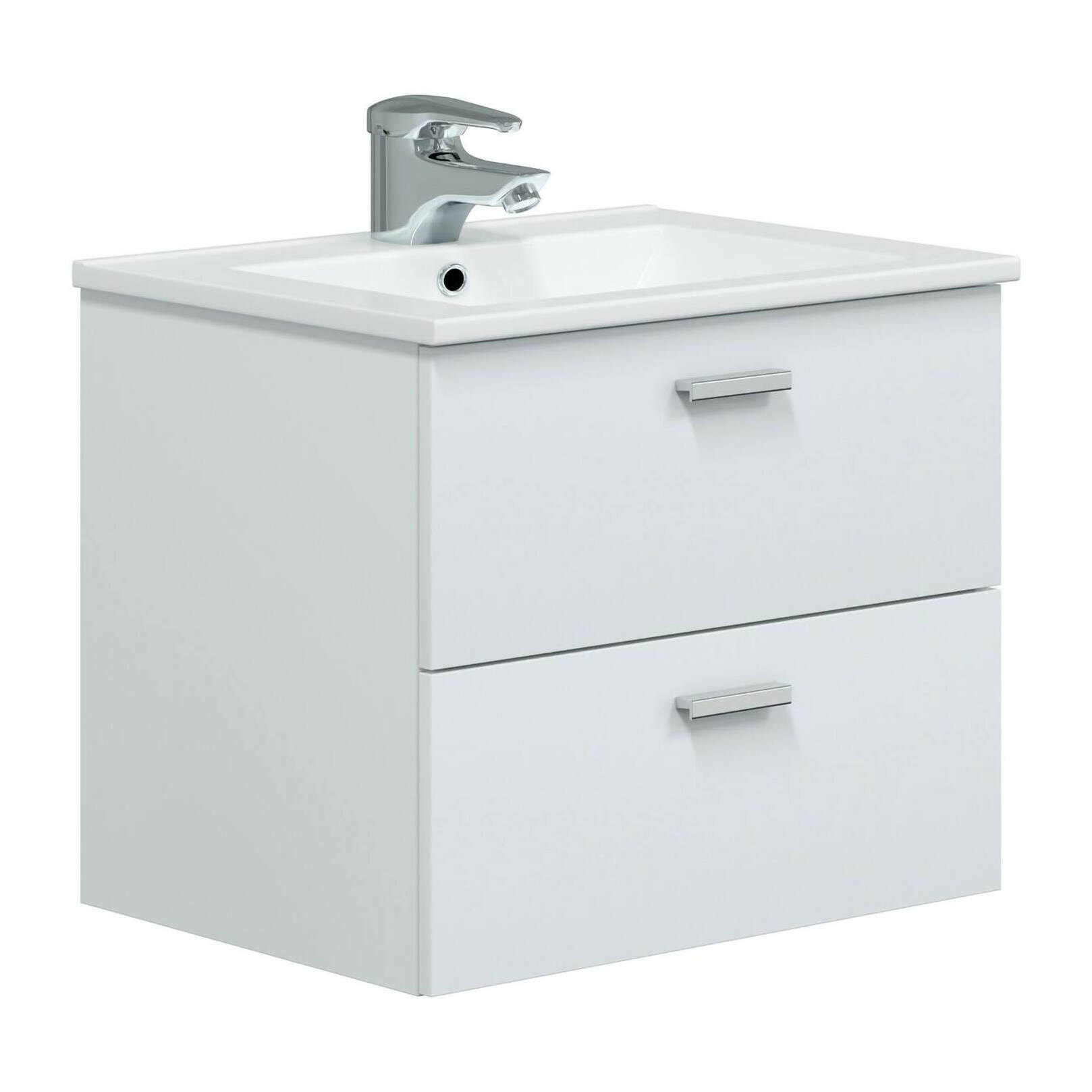 Mobile sottolavabo Doksuri, Mobiletto da bagno, Contenitore porta lavabo, Armadio per lavandino, 60x45 h50 cm, Bianco lucido