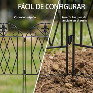 Set de 4 Vallas de Jardín de Metal, 125x56 cm, Vallas de Jardín Exterior Decorativas con Diseño Arqueado, Resistente y Fácil de Instalar, para Huerto, Patio, Terraza, Césped, Negro