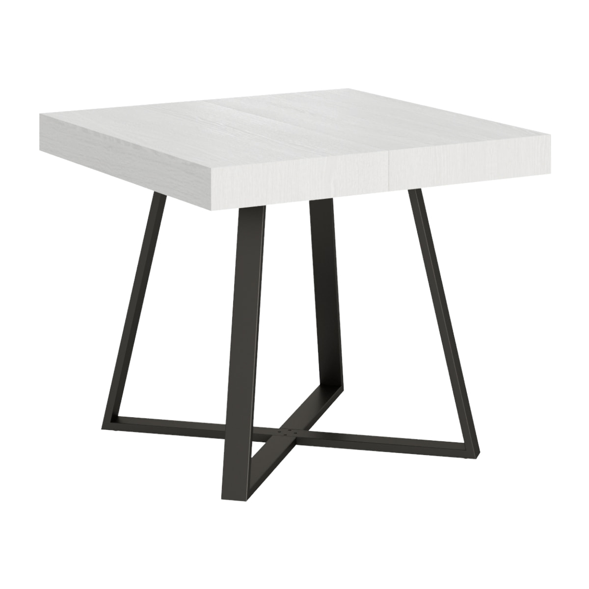 Table extensible 90x90/194 cm Abbraccio frêne blanc pieds anthracite