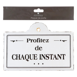 Plaque - métal - noir et blanc - 25 - 5x17 - 5 cm