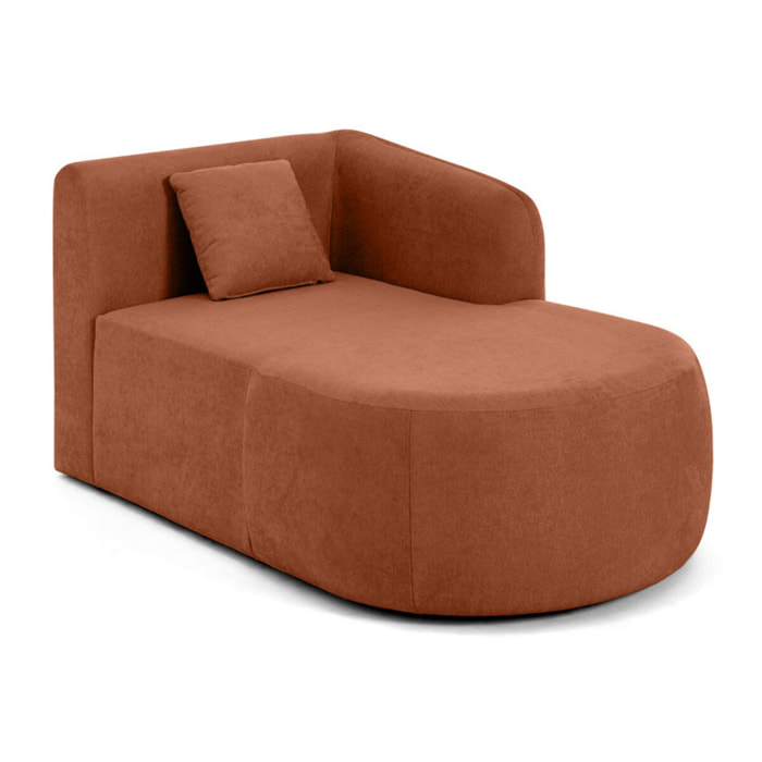 Ikare - module d'assise méridienne droit - en tissu - Terracotta