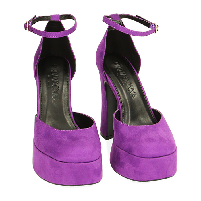 Décolleté viola platform in microfibra, tacco 11,5 cm