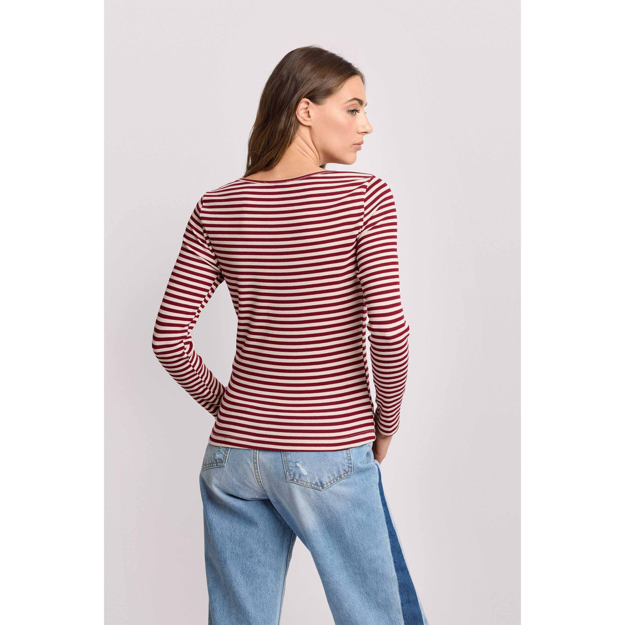 Kocca - T-shirt fantasia a righe Donna, Righe, Scollo ampio