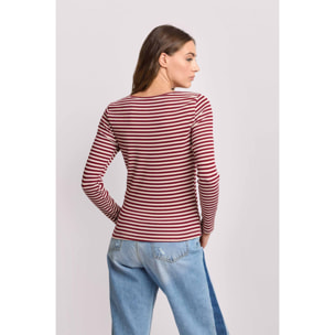 Kocca - T-shirt fantasia a righe Donna, Righe, Scollo ampio