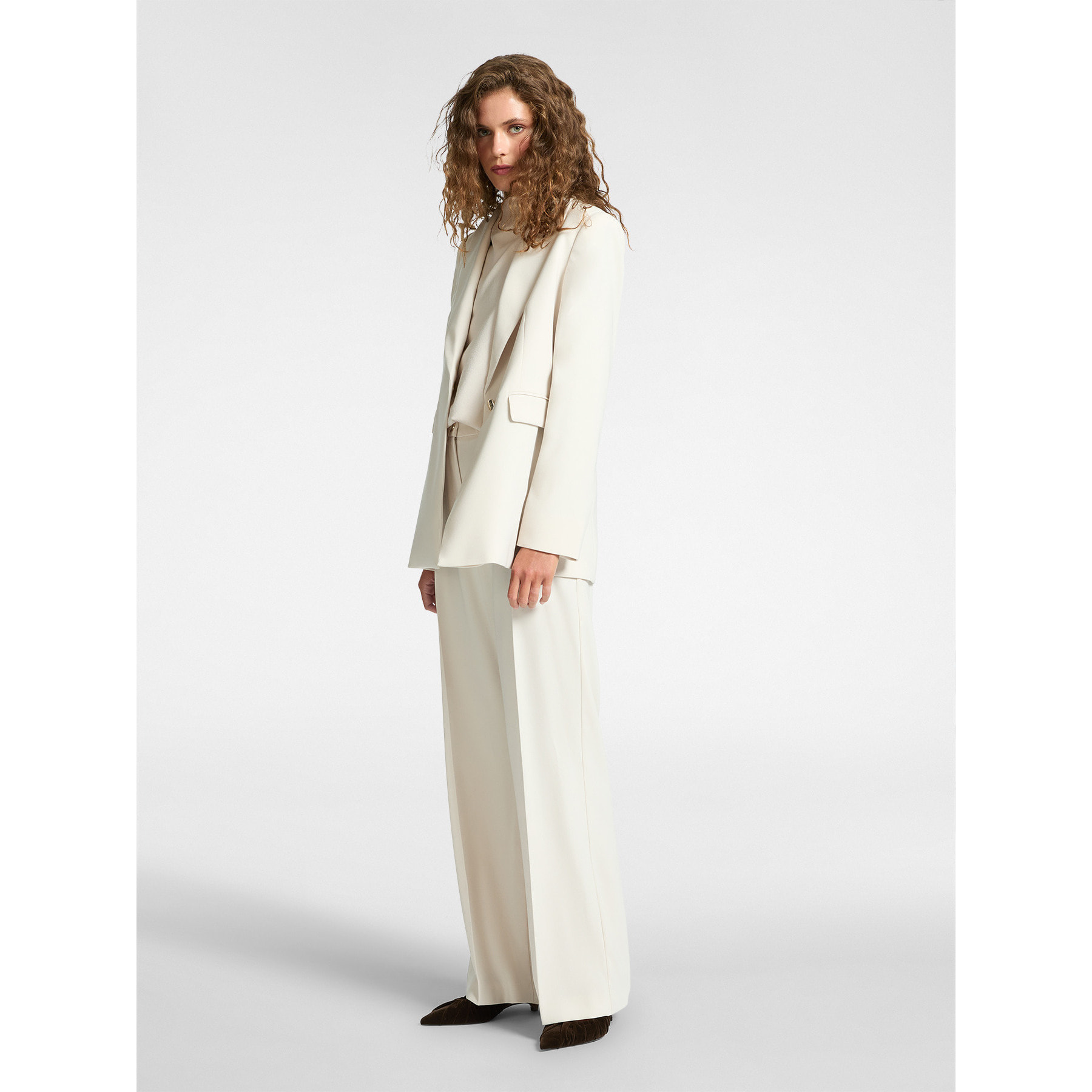 Elena Mirò - Blazer de botonadura sencilla en tejido crepé - Blanco