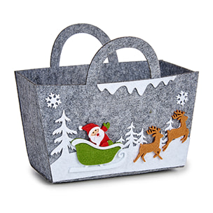 Cesto decorativo natalizio con manico