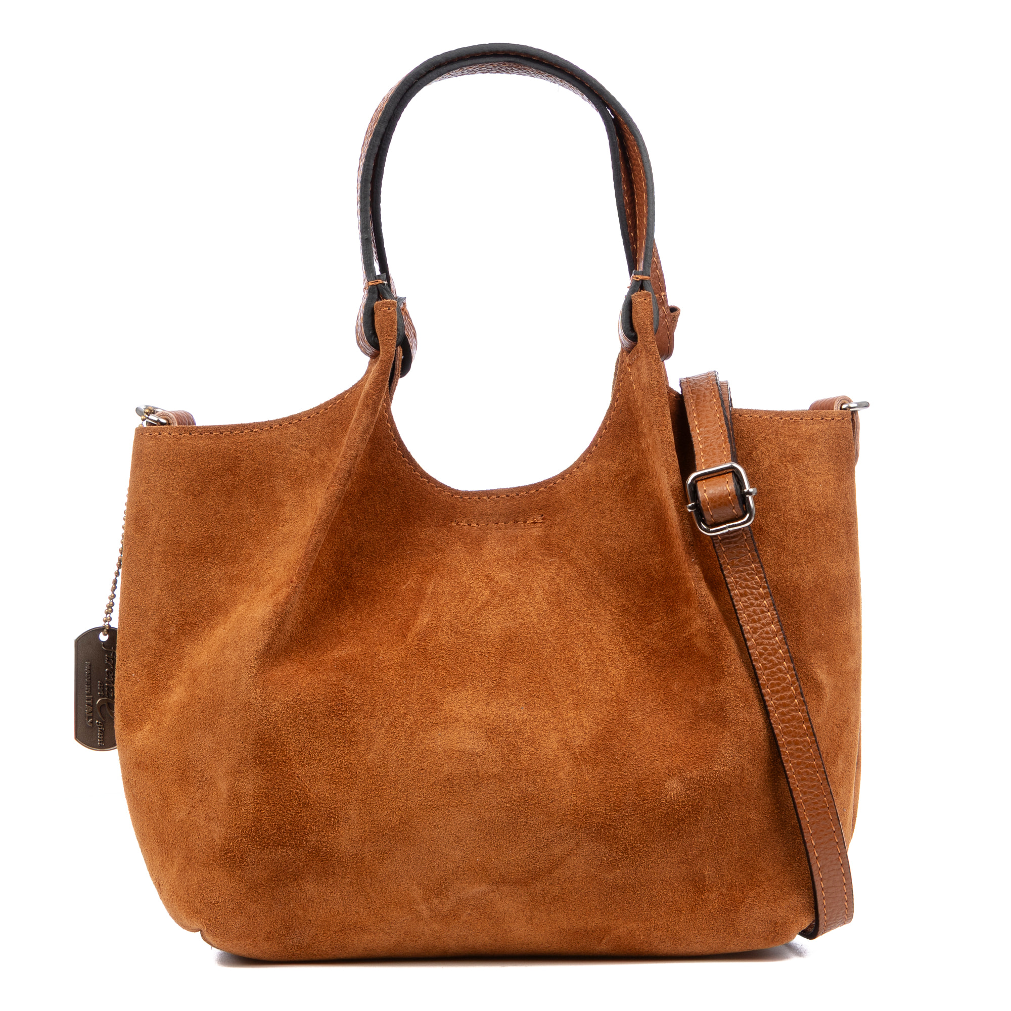 Baragiano bolso tote mujer. Piel auténtica Gamuza.