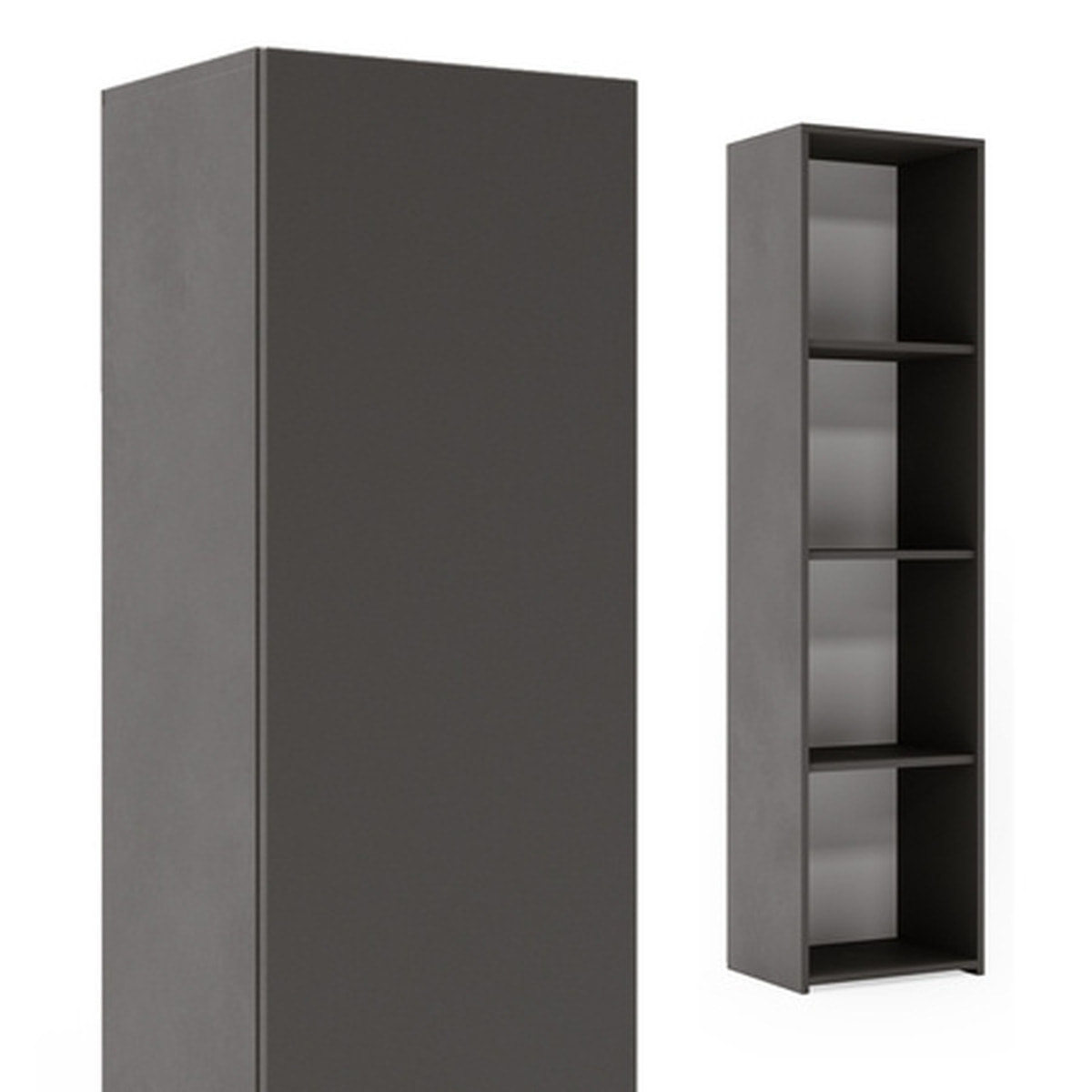 Libreria chiusa LONI 160x40 cm grigia con anta e ripiani interni