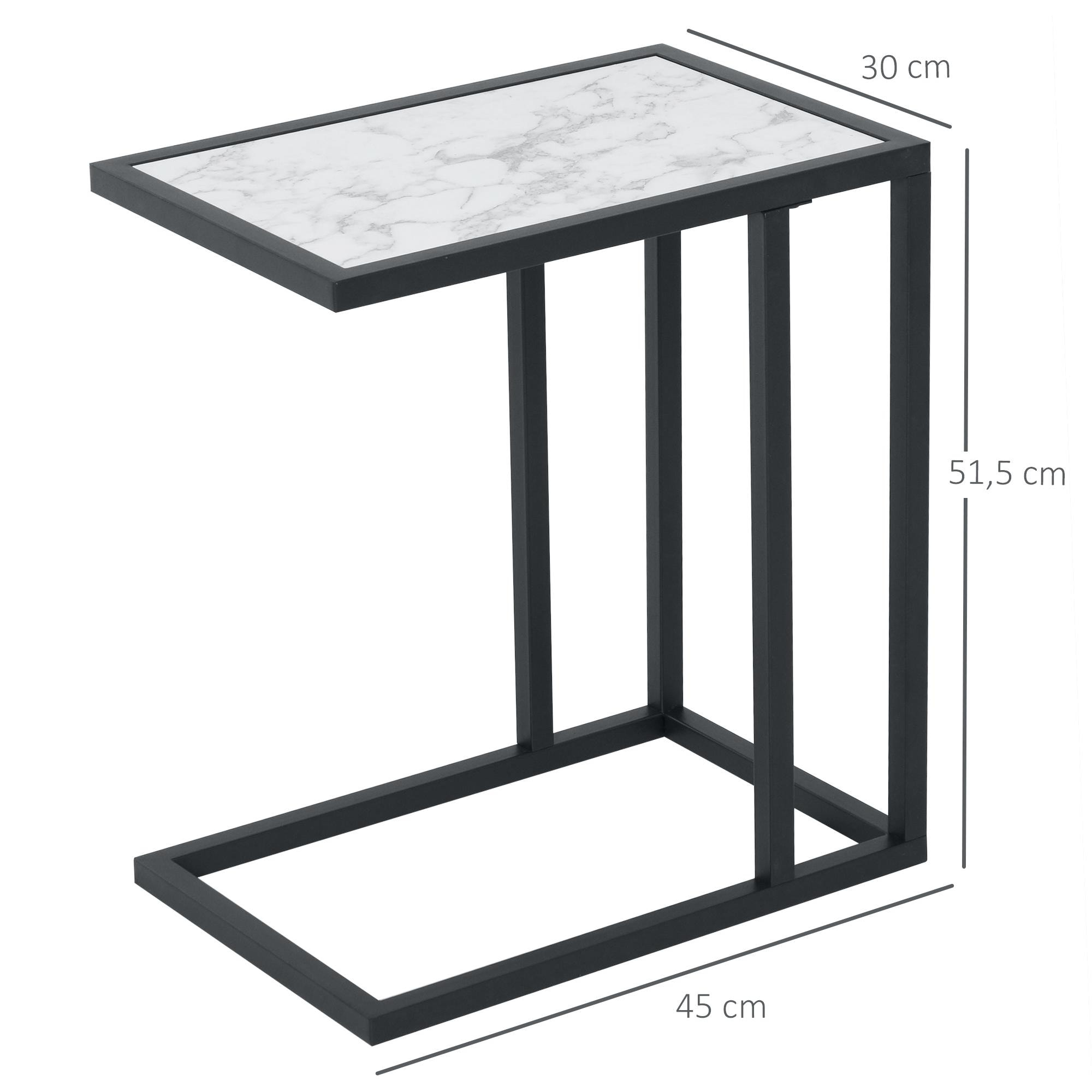 Mesa Lateral para Sofá Moderna de Madera y Metal Blanco