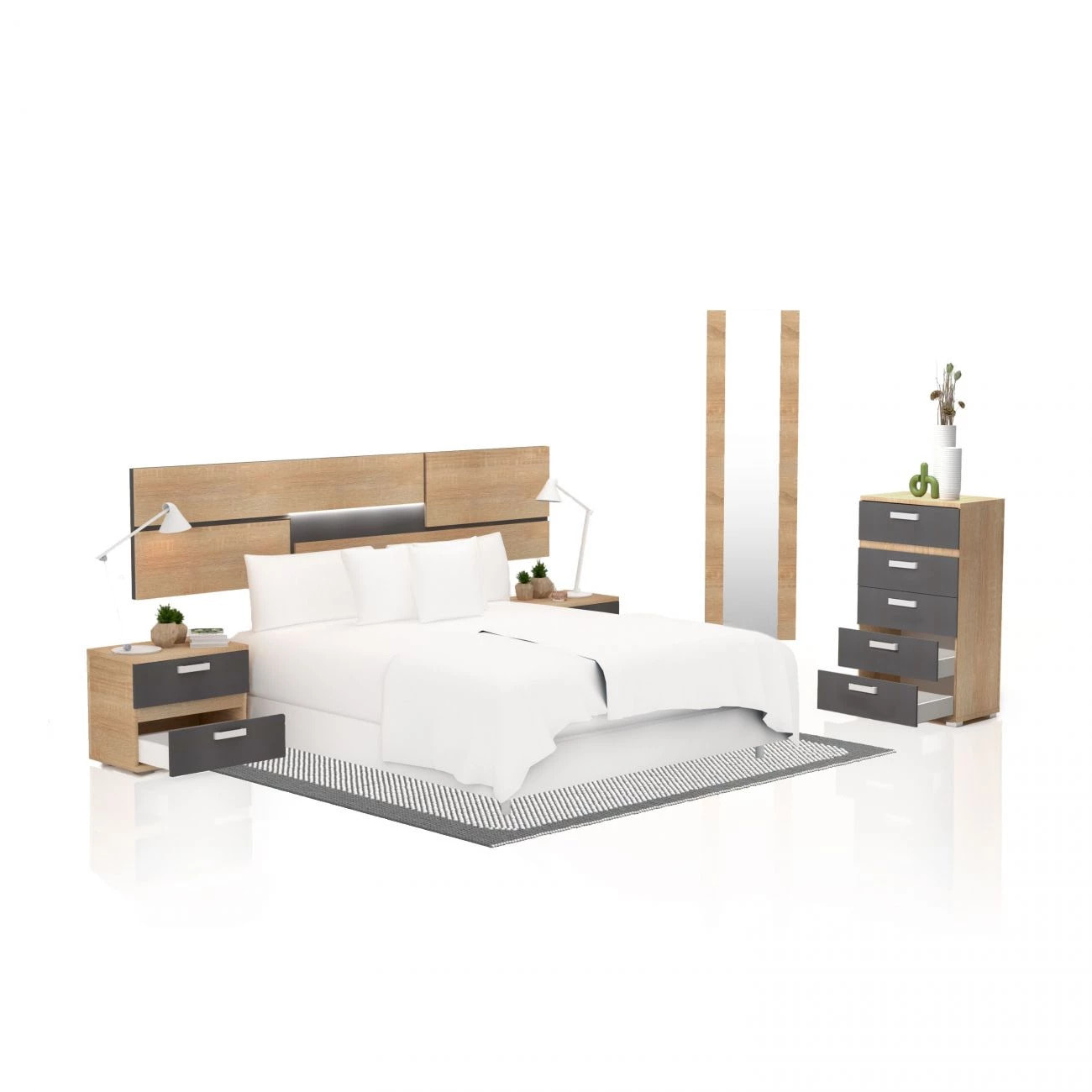 Dormitorio Ataneq Pure 5C Cambria - Grafito