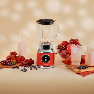 Cecotec Blender Mixeur RetroTwist Red. Puissance Maximale 800 W, Bol en Verre d’