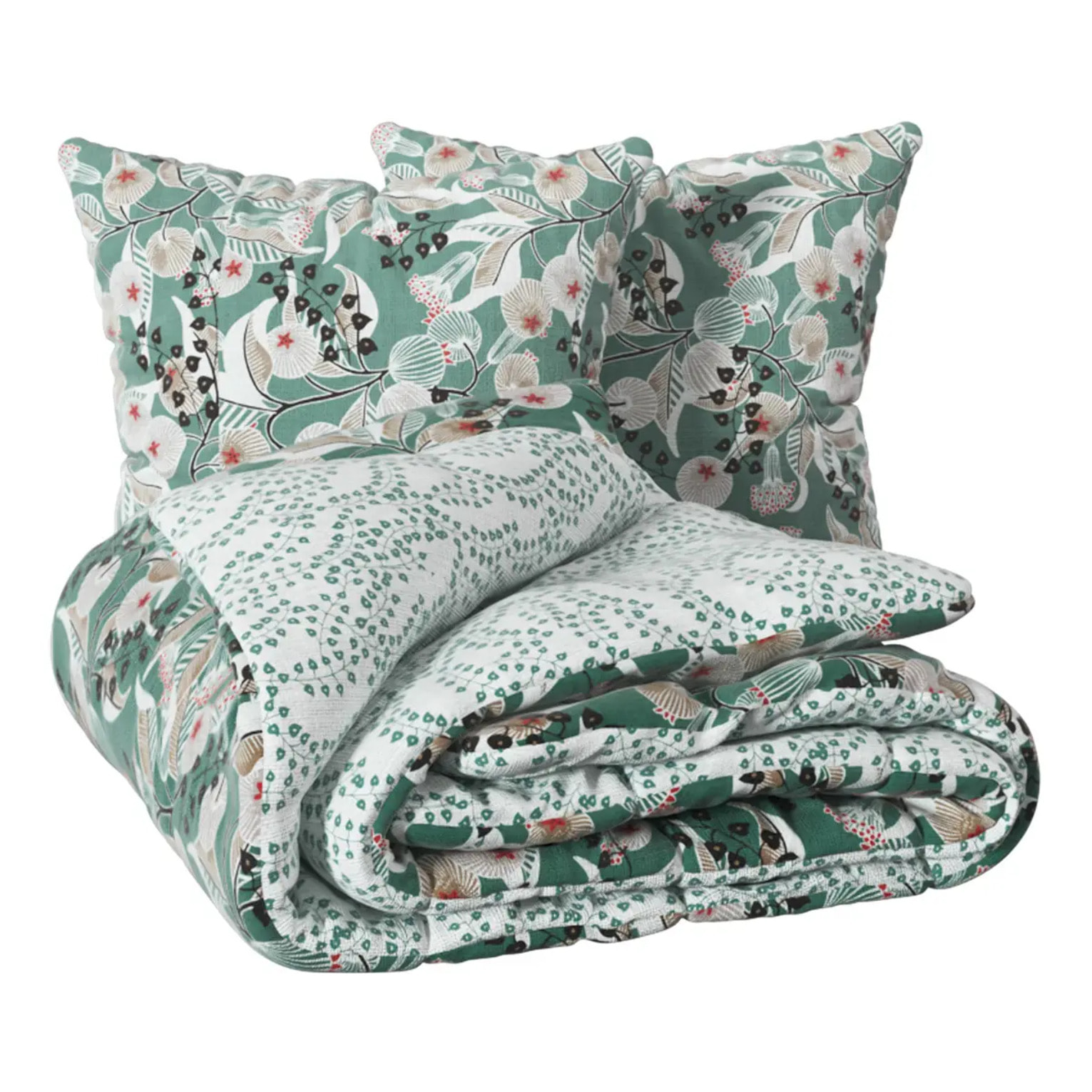 Parure de lit imprimée Vegetal Marin 260x240cm en coton