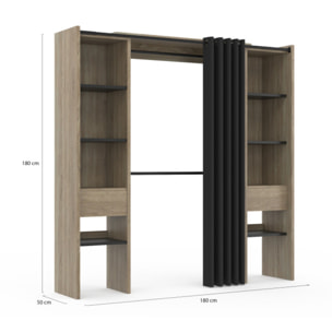 Dressing Justine extensible 120-180cm double colonne effet bois