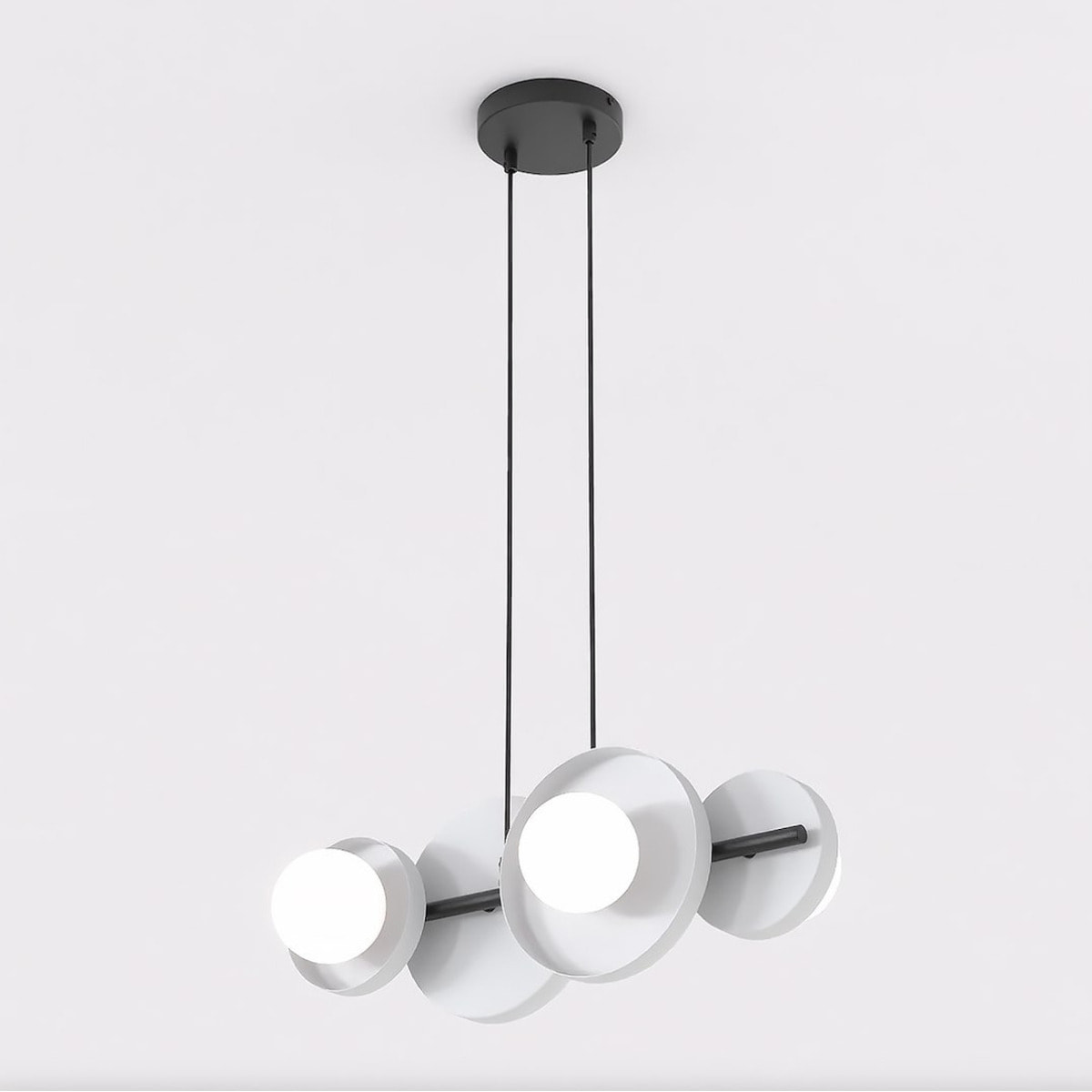 Lampada a sospensione Model con dischi in acciaio grigio e diffusori