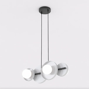 Lampada a sospensione Model con dischi in acciaio grigio e diffusori
