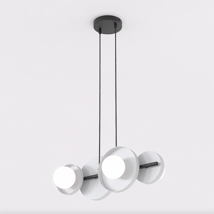 Lampada a sospensione Model con dischi in acciaio grigio e diffusori