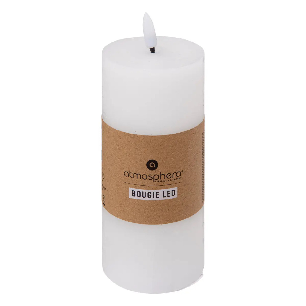 Bougie ronde LED Molia 7x18cm blanc