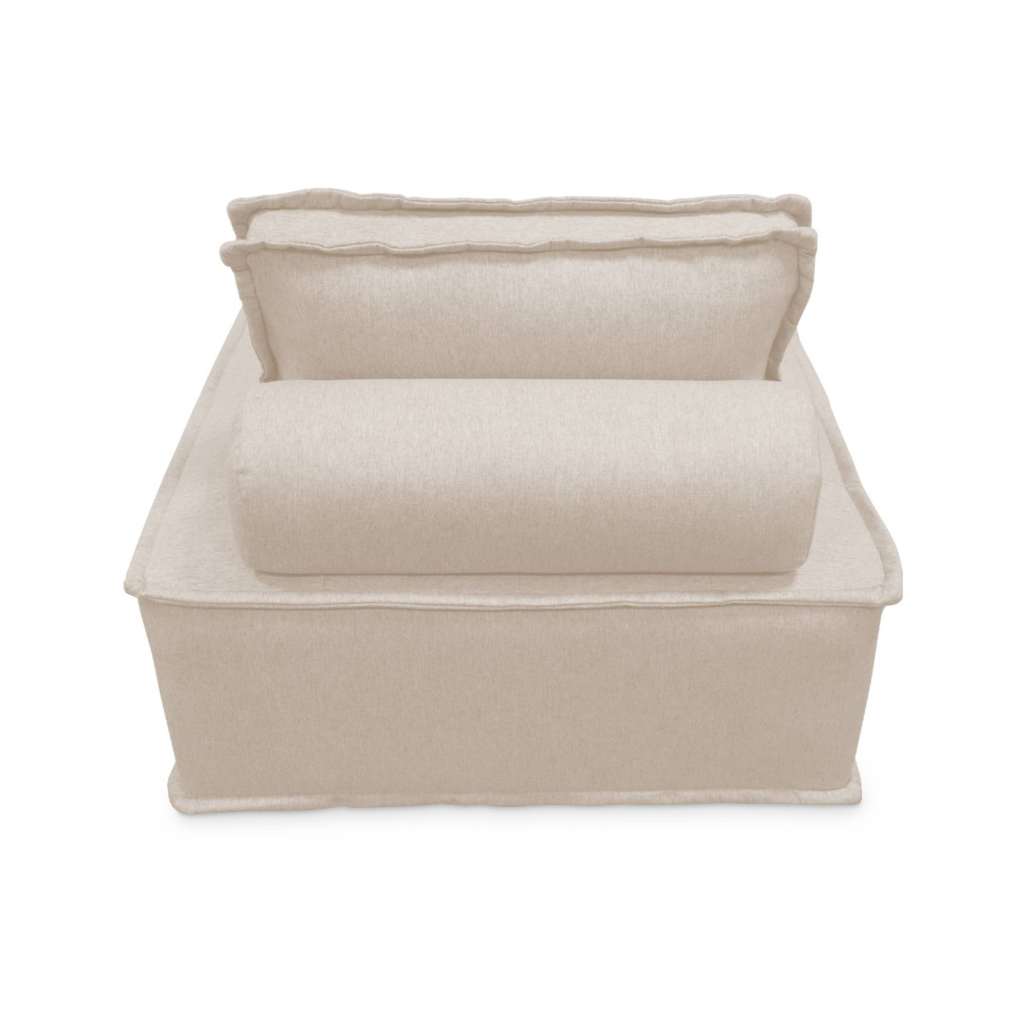 Lot de 3 chauffeuses pour canapé modulables tissu capitonné crème avec 1 coussin
