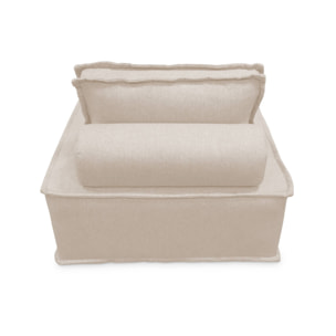 Lot de 3 chauffeuses pour canapé modulables tissu capitonné crème avec 1 coussin