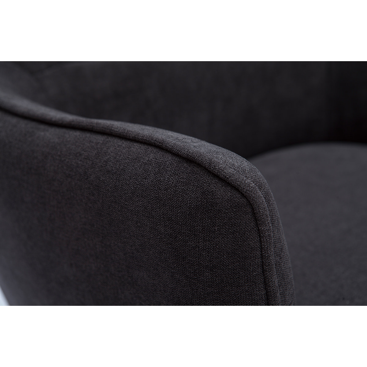 Fauteuil design en tissu effet velours gris foncé et métal noir LAURENS