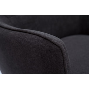 Fauteuil design en tissu effet velours gris foncé et métal noir LAURENS