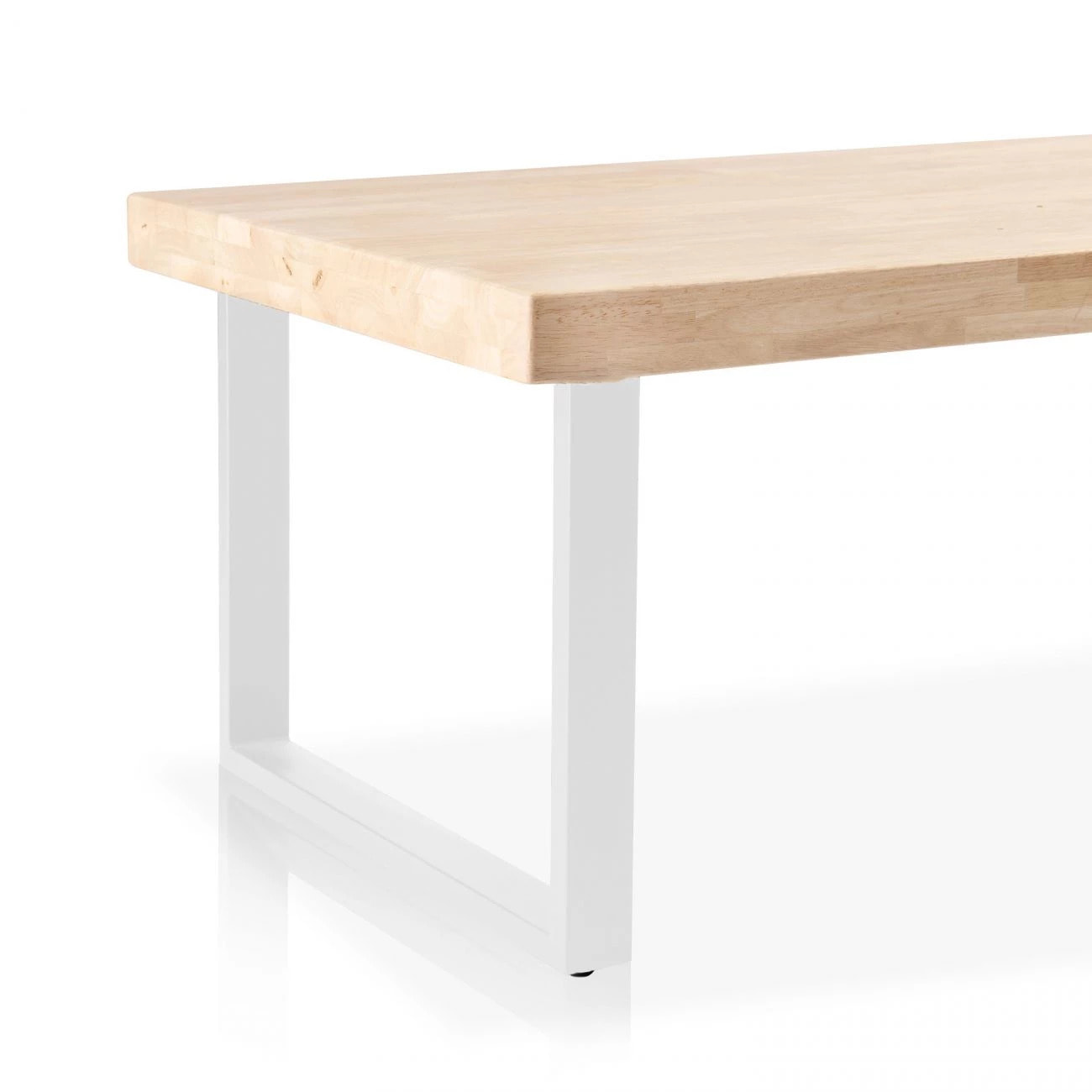 Mesa de centro fija con patas metálicas en blanco y roble salvaje 120x60 cm Natural Roble salvaje - Blanco
