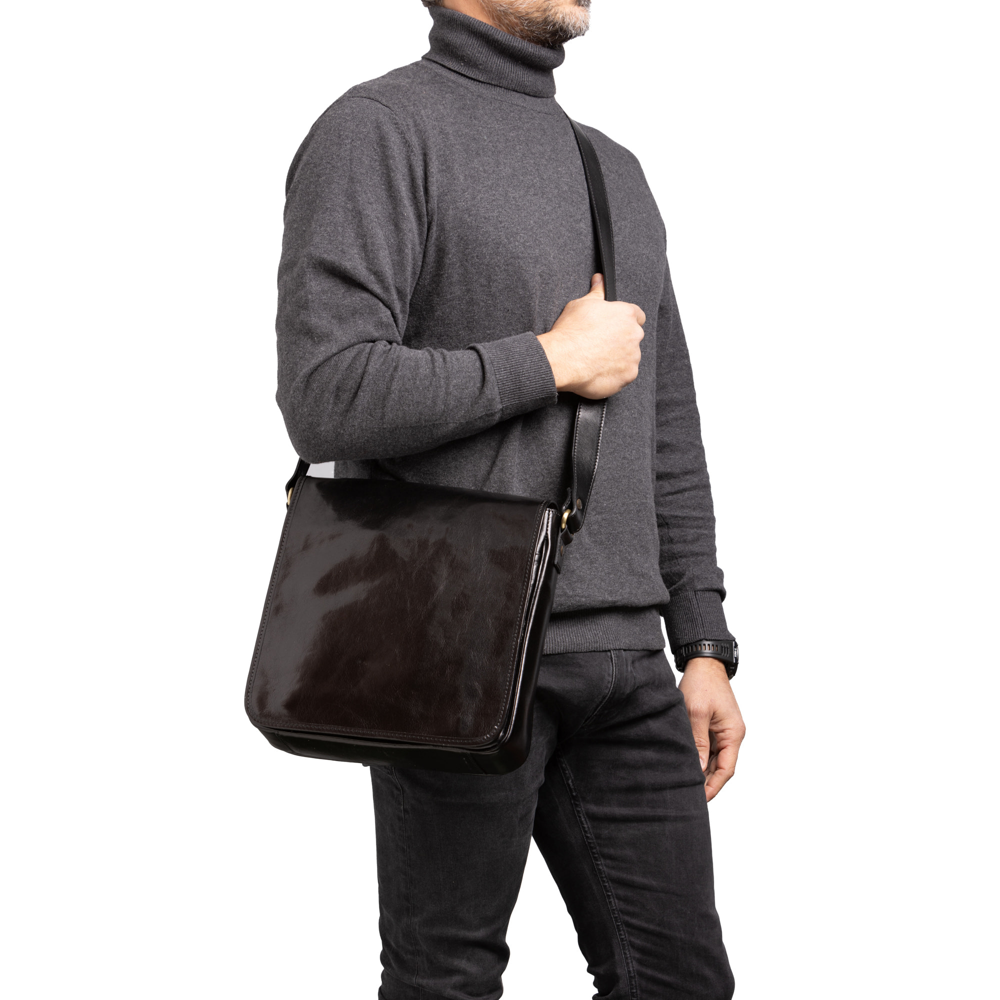 Borsa a tracolla  da uomo In Vera pelle Made in Italy 29x28x9 cm