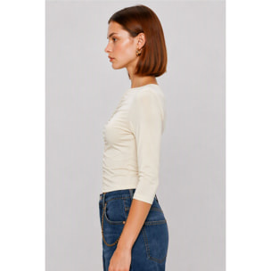 Kocca - T-shirt aderente con arricciatura centrale e scollo rotondo Donna