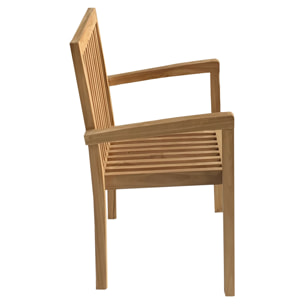 Lot de 4 chaises de jardin JAVA empilables en teck
