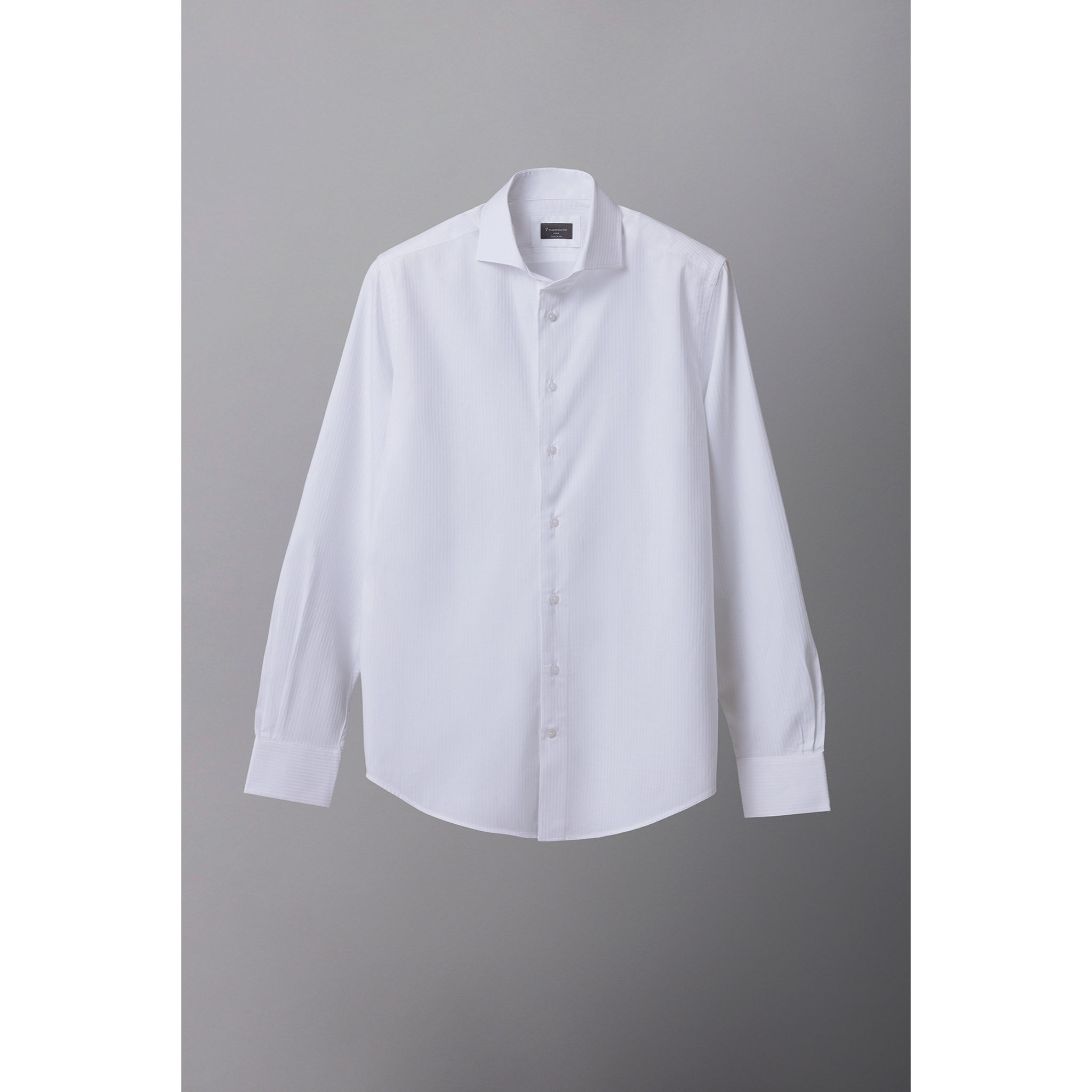Camicia Uomo 1 Bottone Morbido Jacquard Fantasia Bianco e Bianco