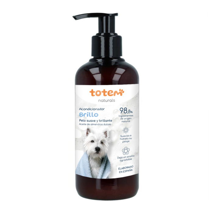 TOTEM NATURALS | Acondicionador natural perros 250ml Suavidad e hidratación - Acondicionador Natural Perros aceite almendras dulces, fórmula nutritiva y respetuosa pelaje brillante