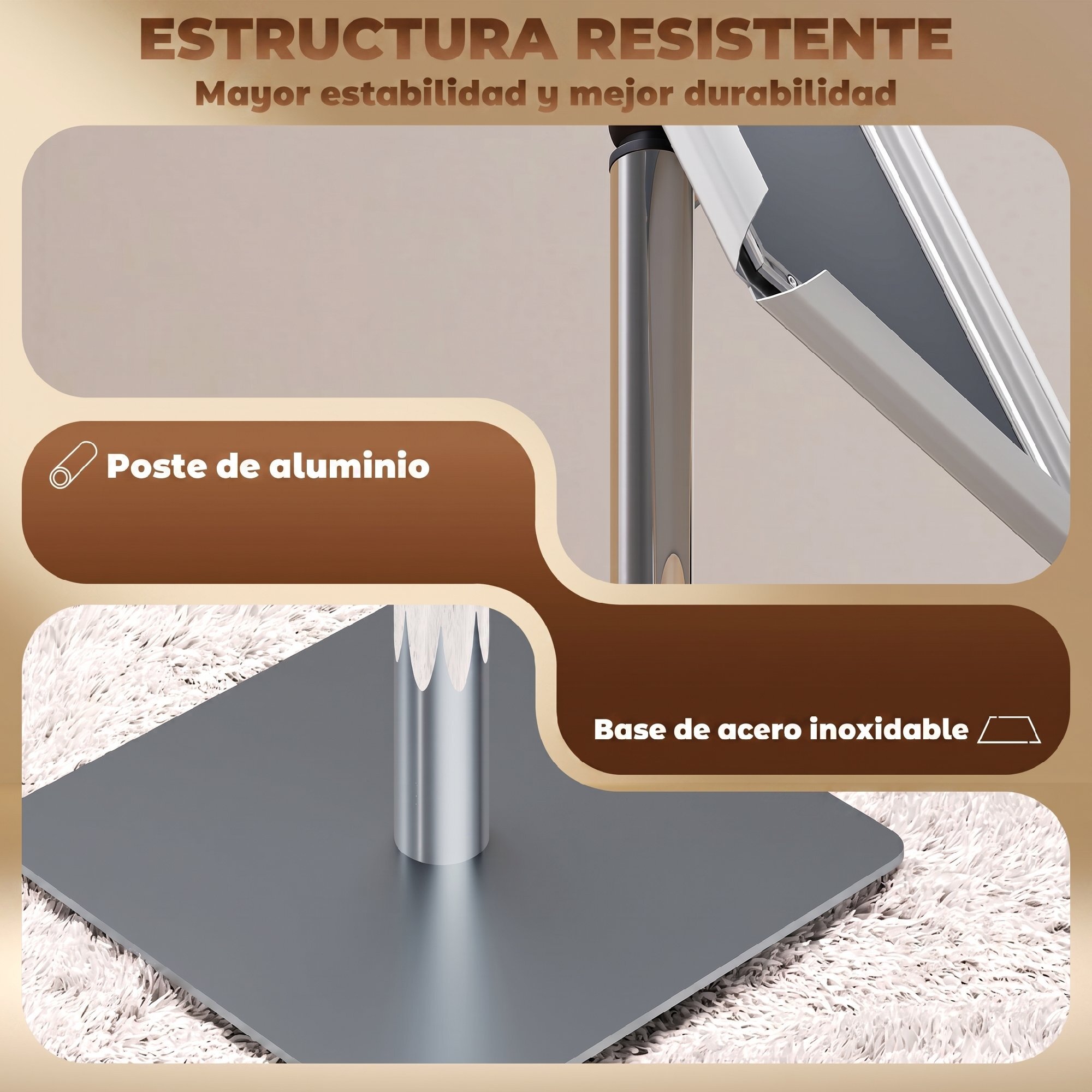 Soporte para Carteles A3, Soporte de Pantalla Altura Ajustable, Giratorio 360°, Marco de Aluminio y Acero Inoxidable, para Menú, Cartel Personalizado, Póster y Anuncio, Plata