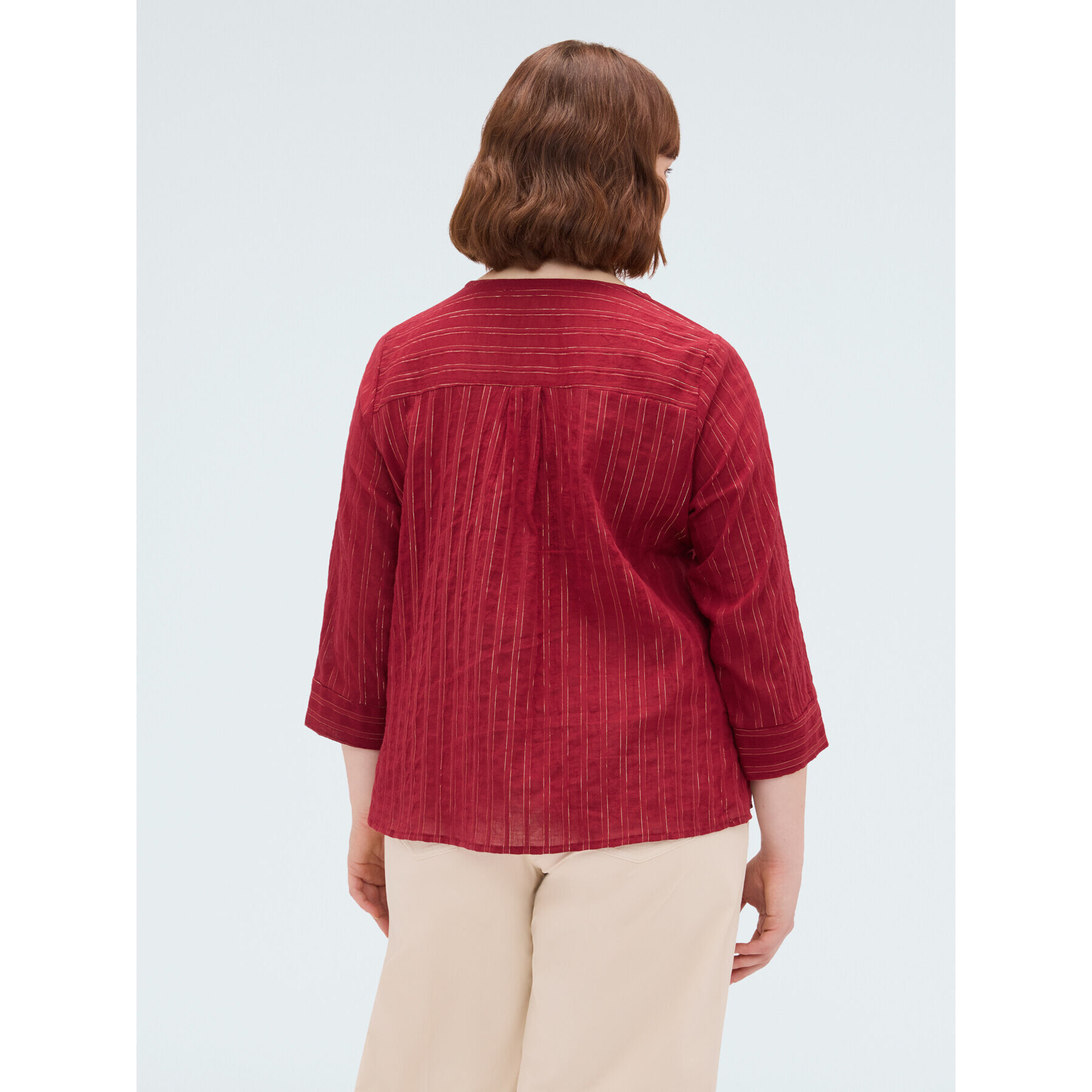 Fiorella Rubino - Blusa de rayas en algodón - Burgundy