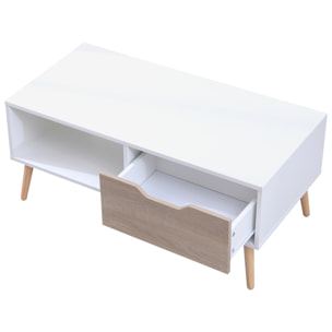 Table basse avec tiroir style scandinave blanche FREJA