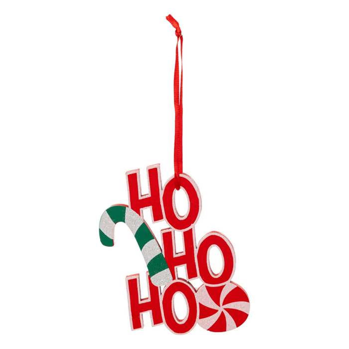 Décoration de sapin en bois hoho bonbon rouge 11cm