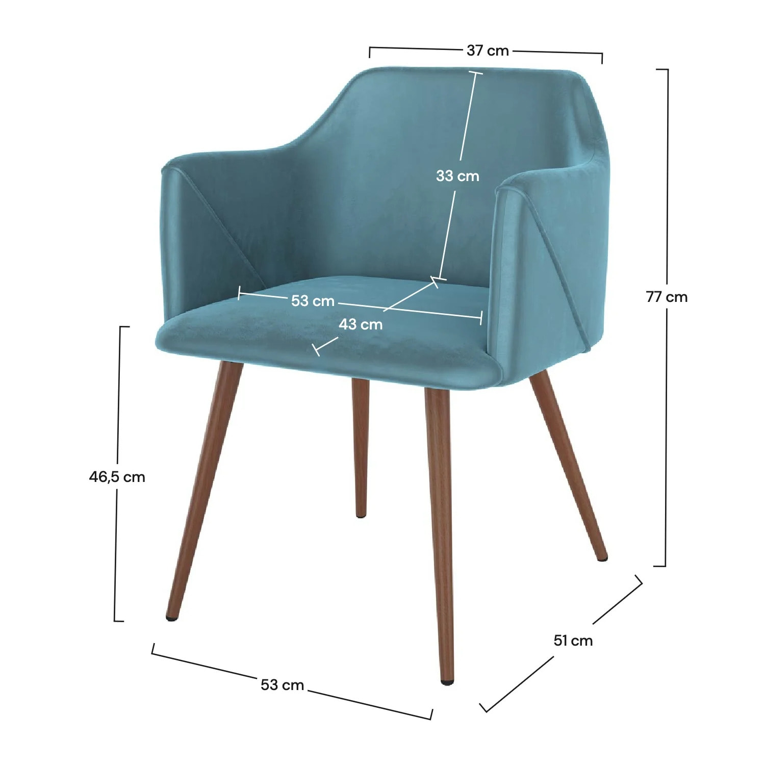 Lot de 2 chaises avec accoudoirs en velours bleu - Daisy