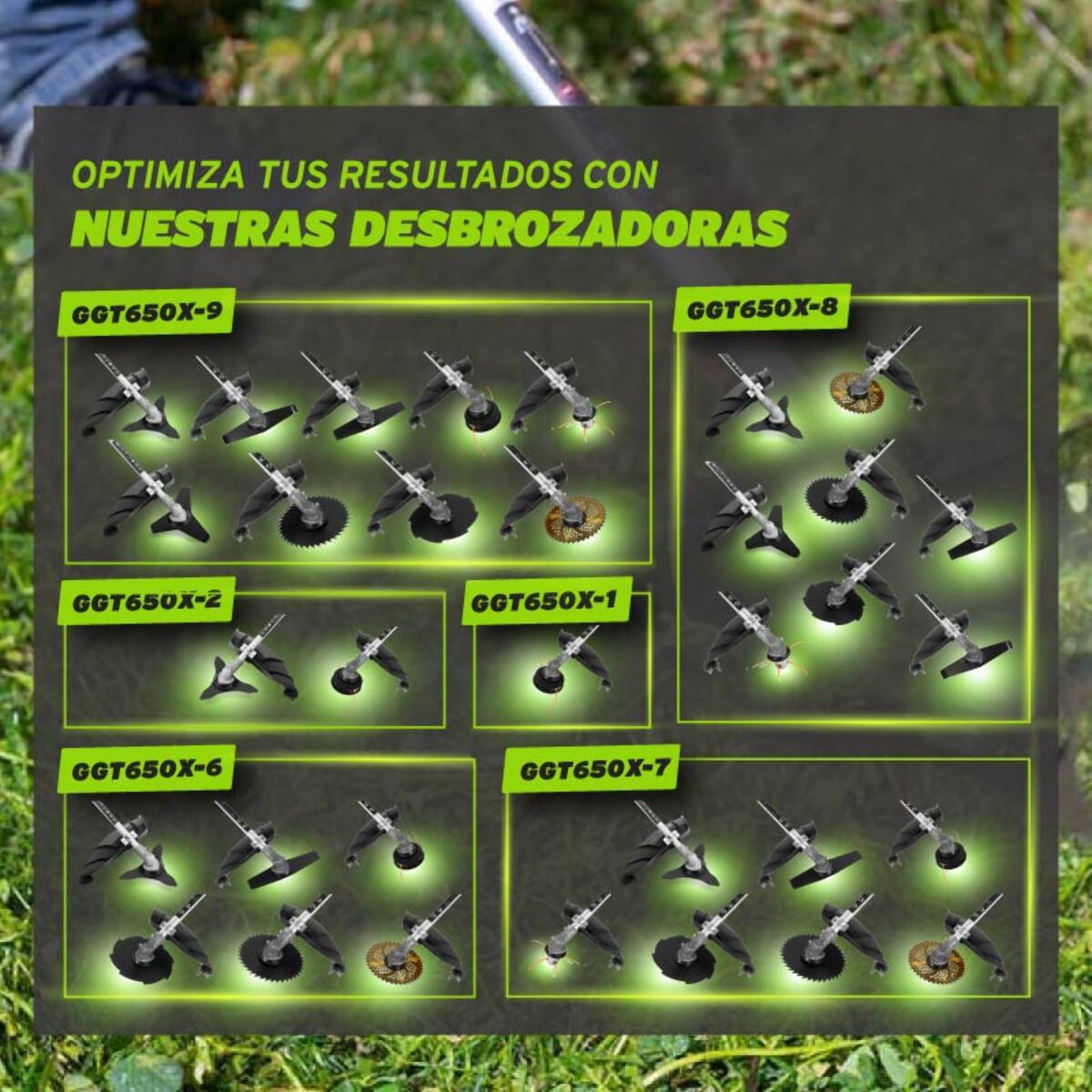 Desbrozadora de gasolina motor de 2 tiempos de 65cc y 4.9cv Greencut GGT650X-2