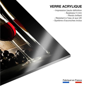 Tableau tonneau et verre de vin rouge Tableau plexiglas